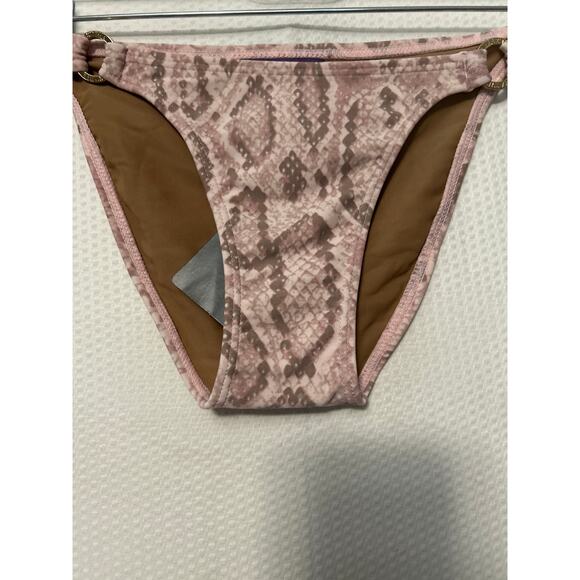 Cia Maritima Beachwear Pink Rose Snakeskin Cheeky Bikini Bottom Small NWT - Picture 3 of 11